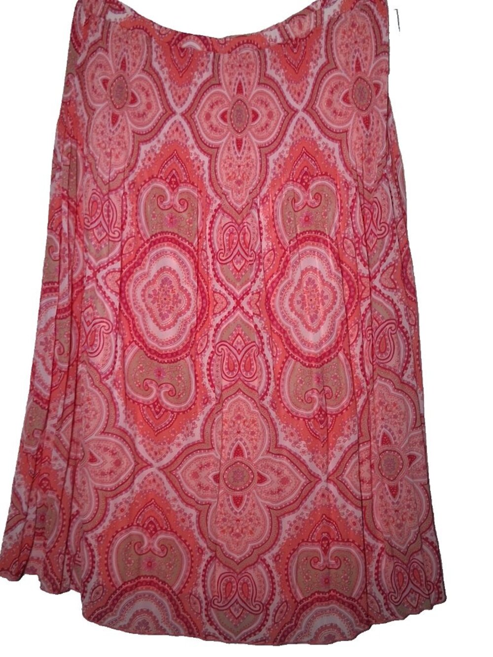 Jacklyn Smith Maxi Skirt Plus Size XXL Long Pink Paisley Pleated Floral Boho